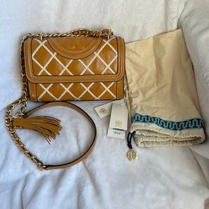 TORY BURCH FLEMING Pop Quilt Small Convertible Shoulder Bag Crossbody EUC